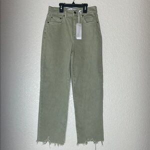 Daze Denim pleaser high rise wide ankle Jean in matcha green size 26 NWT
